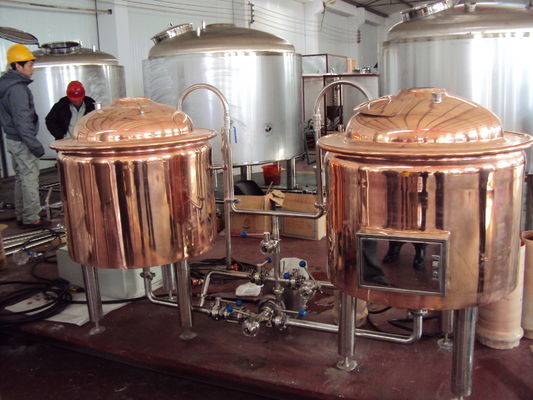 quality  Automatic Red Copper Brewing Equipment Small Scale Brewery For Pub Draft factory