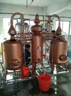 PLC Control Copper Beer Small Home Brewing Systems , Mini Beer Brewery Equipment