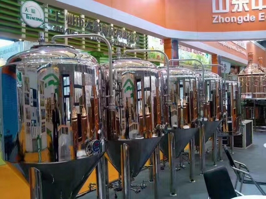 Industrial Large Scale Brewing Equipment 5 Bbl Brewing System PLC control