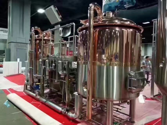 SU304 Copper Turnkey Microbrewery Equipment PLC Control Anti Corrosion brewpub brewhouse