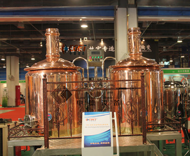 Restaurant Copper Brewing Equipment Steam Heating 1000L 2 Or 3 Vessels