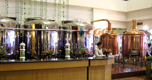 Restaurant Copper Brewing Equipment Steam Heating 1000L 2 Or 3 Vessels